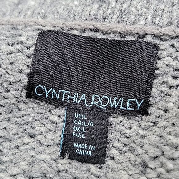 Cynthia Rowley Chunky Thick Cowl Neck Wool Blend Sweater Kangaroo Pocket Sz L - Picture 8 of 12
